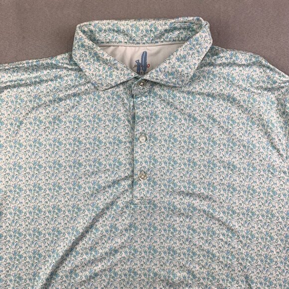 Johnnie-O Mens Shirt Large Malibu Blue Kilmer Polo Featherweight UPF50 Drinks - Picture 2 of 9